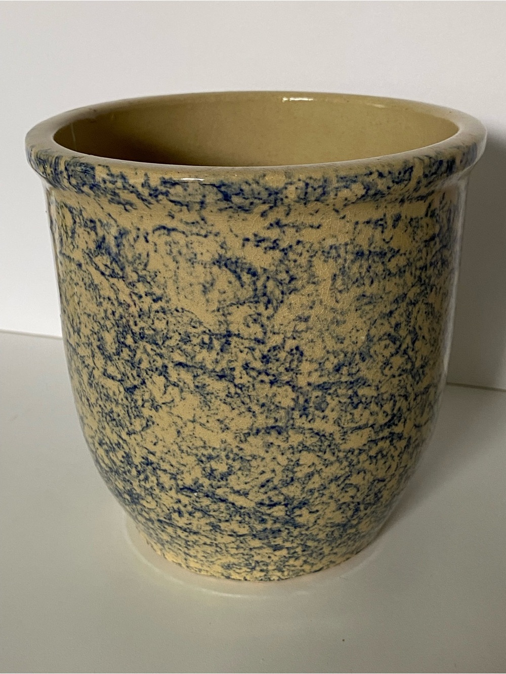 Vintage Robinson Ransbottom Pottery Co Roseville Spongeware 2 Quart Crock EUC